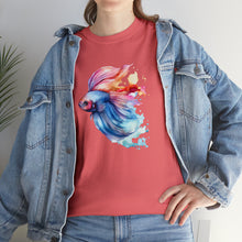 Load image into Gallery viewer, Betta Fish Cotton Tee. Betta Watercolor Tee, Betta Fish Tee, Watercolors T-shirt, Aquarium Fish Tshirt, Fish Hobbyist T-shirt, Betta Fish Keeper