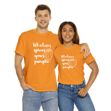 Load image into Gallery viewer, Whatever Spices Your Pumpkin Cotton Tee, Cute Fall Shirt, Ladie's Halloween Shirt, Fall Tee, Pumpkin T-Shirt, Orange Pumpkin T-Shirt, Tee