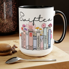 Load image into Gallery viewer, Swiftea Coffee Mug - Funny Cute Singer Taylor Album - Taylor Mug - 15 Ounce Pink Rim and Interior - Gift for Women and Girl Fans Merch