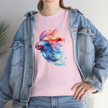 Load image into Gallery viewer, Betta Fish Cotton Tee. Betta Watercolor Tee, Betta Fish Tee, Watercolors T-shirt, Aquarium Fish Tshirt, Fish Hobbyist T-shirt, Betta Fish Keeper