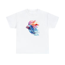 Load image into Gallery viewer, Betta Fish Cotton Tee. Betta Watercolor Tee, Betta Fish Tee, Watercolors T-shirt, Aquarium Fish Tshirt, Fish Hobbyist T-shirt, Betta Fish Keeper
