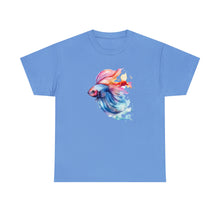 Load image into Gallery viewer, Betta Fish Cotton Tee. Betta Watercolor Tee, Betta Fish Tee, Watercolors T-shirt, Aquarium Fish Tshirt, Fish Hobbyist T-shirt, Betta Fish Keeper