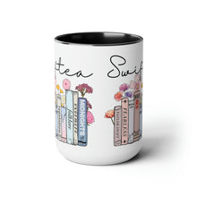 Load image into Gallery viewer, Swiftea Coffee Mug - Funny Cute Singer Taylor Album - Taylor Mug - 15 Ounce Pink Rim and Interior - Gift for Women and Girl Fans Merch