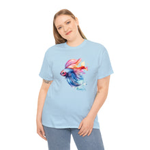 Load image into Gallery viewer, Betta Fish Cotton Tee. Betta Watercolor Tee, Betta Fish Tee, Watercolors T-shirt, Aquarium Fish Tshirt, Fish Hobbyist T-shirt, Betta Fish Keeper
