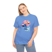 Load image into Gallery viewer, Betta Fish Cotton Tee. Betta Watercolor Tee, Betta Fish Tee, Watercolors T-shirt, Aquarium Fish Tshirt, Fish Hobbyist T-shirt, Betta Fish Keeper