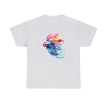 Load image into Gallery viewer, Betta Fish Cotton Tee. Betta Watercolor Tee, Betta Fish Tee, Watercolors T-shirt, Aquarium Fish Tshirt, Fish Hobbyist T-shirt, Betta Fish Keeper