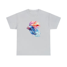 Load image into Gallery viewer, Betta Fish Cotton Tee. Betta Watercolor Tee, Betta Fish Tee, Watercolors T-shirt, Aquarium Fish Tshirt, Fish Hobbyist T-shirt, Betta Fish Keeper
