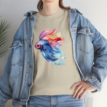 Load image into Gallery viewer, Betta Fish Cotton Tee. Betta Watercolor Tee, Betta Fish Tee, Watercolors T-shirt, Aquarium Fish Tshirt, Fish Hobbyist T-shirt, Betta Fish Keeper