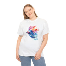 Load image into Gallery viewer, Betta Fish Cotton Tee. Betta Watercolor Tee, Betta Fish Tee, Watercolors T-shirt, Aquarium Fish Tshirt, Fish Hobbyist T-shirt, Betta Fish Keeper