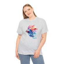 Load image into Gallery viewer, Betta Fish Cotton Tee. Betta Watercolor Tee, Betta Fish Tee, Watercolors T-shirt, Aquarium Fish Tshirt, Fish Hobbyist T-shirt, Betta Fish Keeper