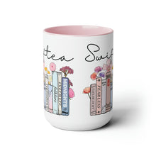 Load image into Gallery viewer, Swiftea Coffee Mug - Funny Cute Singer Taylor Album - Taylor Mug - 15 Ounce Pink Rim and Interior - Gift for Women and Girl Fans Merch