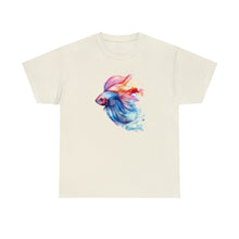 Load image into Gallery viewer, Betta Fish Cotton Tee. Betta Watercolor Tee, Betta Fish Tee, Watercolors T-shirt, Aquarium Fish Tshirt, Fish Hobbyist T-shirt, Betta Fish Keeper