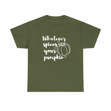 Load image into Gallery viewer, Whatever Spices Your Pumpkin Cotton Tee, Cute Fall Shirt, Ladie's Halloween Shirt, Fall Tee, Pumpkin T-Shirt, Orange Pumpkin T-Shirt, Tee