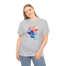 Load image into Gallery viewer, Betta Fish Cotton Tee. Betta Watercolor Tee, Betta Fish Tee, Watercolors T-shirt, Aquarium Fish Tshirt, Fish Hobbyist T-shirt, Betta Fish Keeper