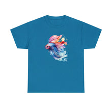 Load image into Gallery viewer, Betta Fish Cotton Tee. Betta Watercolor Tee, Betta Fish Tee, Watercolors T-shirt, Aquarium Fish Tshirt, Fish Hobbyist T-shirt, Betta Fish Keeper