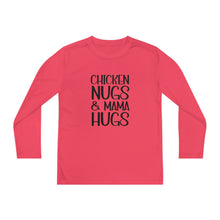 Load image into Gallery viewer, Youth Long Sleeve Tee, Chicken Nugs & Mama Hugs, Cute Kids Shirt, Gift for Kids, Funny Kids Shirt, Chicken Nuggets Shirt