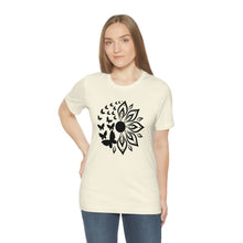 Load image into Gallery viewer, Sunflower Short Sleeve Tee, Butterfly Sunflower tshirt, Garden Shirt, Abstract Floral Shirt, Floral, Garden Tee, Sunflower Shirt, Sunflower tee
