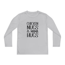 Load image into Gallery viewer, Youth Long Sleeve Tee, Chicken Nugs & Mama Hugs, Cute Kids Shirt, Gift for Kids, Funny Kids Shirt, Chicken Nuggets Shirt