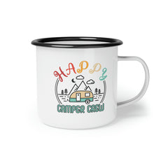 Load image into Gallery viewer, Enamel Camp Cup, Happy Camper Mug, Happy Camper, Camping Crew, Coffee Mug, Camping Coffee Mug, Camper Gift