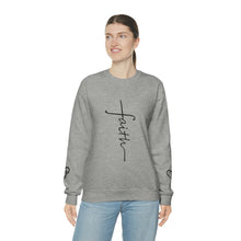 Load image into Gallery viewer, Faith Sweatshirt, Faith Gift, Christian Sweatshirt, Faith Cross Sweatshirt, Christian Gift, Vertical Faith Sweatshirt, Gift for Mom