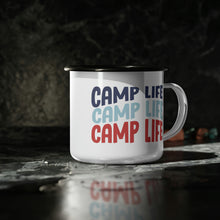 Load image into Gallery viewer, Enamel Camp Cup, Camping Mug, Camp Life Coffee Mug, Camper Mug, Gift for Campers