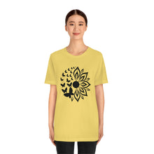 Load image into Gallery viewer, Sunflower Short Sleeve Tee, Butterfly Sunflower tshirt, Garden Shirt, Abstract Floral Shirt, Floral, Garden Tee, Sunflower Shirt, Sunflower tee