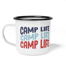 Load image into Gallery viewer, Enamel Camp Cup, Camping Mug, Camp Life Coffee Mug, Camper Mug, Gift for Campers