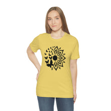 Load image into Gallery viewer, Sunflower Short Sleeve Tee, Butterfly Sunflower tshirt, Garden Shirt, Abstract Floral Shirt, Floral, Garden Tee, Sunflower Shirt, Sunflower tee
