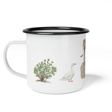 Load image into Gallery viewer, Enamel Camp Cup, Farmhouse Camper Style Mug, Chickens Mug, Great Camping Mug, Farmhouse Coffee Mug, Camping Mug