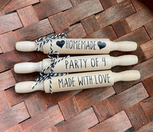 Load image into Gallery viewer, 7'' Mini Farmhouse Rolling Pins | Farmhouse Tier Tray Decor | Tier Tray Decor | Mini Rolling Pins Tier Tray