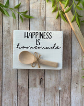 Load image into Gallery viewer, Mini Wood Signs for Kitchen Decor, Kitchen Painted Wood Block, Farmhouse Kitchen Mini Blocks, Happiness is Handmade Decor, Kitchen Tier Tray