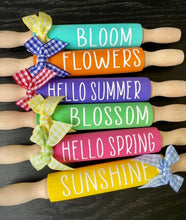 Load image into Gallery viewer, 7'' Mini Rolling Pins, Spring Rolling Pins, Spring Farmhouse Tiered Tray Decor, Spring Tier Tray Decor, Spring Mini Rolling Pin, Farmhouse Decor