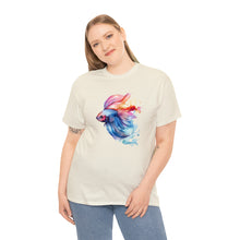 Load image into Gallery viewer, Betta Fish Cotton Tee. Betta Watercolor Tee, Betta Fish Tee, Watercolors T-shirt, Aquarium Fish Tshirt, Fish Hobbyist T-shirt, Betta Fish Keeper
