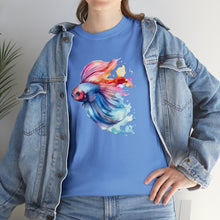 Load image into Gallery viewer, Betta Fish Cotton Tee. Betta Watercolor Tee, Betta Fish Tee, Watercolors T-shirt, Aquarium Fish Tshirt, Fish Hobbyist T-shirt, Betta Fish Keeper
