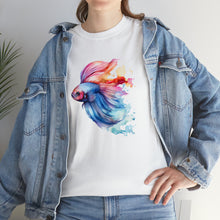 Load image into Gallery viewer, Betta Fish Cotton Tee. Betta Watercolor Tee, Betta Fish Tee, Watercolors T-shirt, Aquarium Fish Tshirt, Fish Hobbyist T-shirt, Betta Fish Keeper
