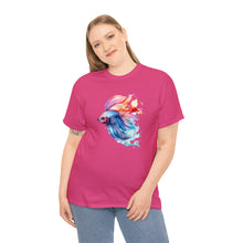 Load image into Gallery viewer, Betta Fish Cotton Tee. Betta Watercolor Tee, Betta Fish Tee, Watercolors T-shirt, Aquarium Fish Tshirt, Fish Hobbyist T-shirt, Betta Fish Keeper
