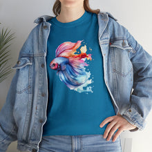 Load image into Gallery viewer, Betta Fish Cotton Tee. Betta Watercolor Tee, Betta Fish Tee, Watercolors T-shirt, Aquarium Fish Tshirt, Fish Hobbyist T-shirt, Betta Fish Keeper

