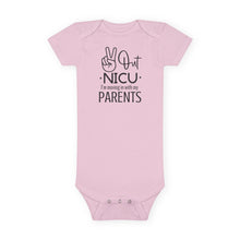 Load image into Gallery viewer, Baby Short Sleeve Onesie®, Peace Out NICU I'm Moving in with my parents
