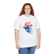 Load image into Gallery viewer, Betta Fish Cotton Tee. Betta Watercolor Tee, Betta Fish Tee, Watercolors T-shirt, Aquarium Fish Tshirt, Fish Hobbyist T-shirt, Betta Fish Keeper
