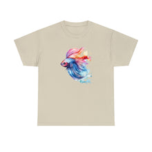Load image into Gallery viewer, Betta Fish Cotton Tee. Betta Watercolor Tee, Betta Fish Tee, Watercolors T-shirt, Aquarium Fish Tshirt, Fish Hobbyist T-shirt, Betta Fish Keeper
