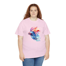Load image into Gallery viewer, Betta Fish Cotton Tee. Betta Watercolor Tee, Betta Fish Tee, Watercolors T-shirt, Aquarium Fish Tshirt, Fish Hobbyist T-shirt, Betta Fish Keeper
