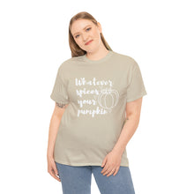 Load image into Gallery viewer, Whatever Spices Your Pumpkin Cotton Tee, Cute Fall Shirt, Ladie's Halloween Shirt, Fall Tee, Pumpkin T-Shirt, Orange Pumpkin T-Shirt, Tee
