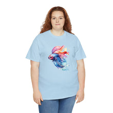 Load image into Gallery viewer, Betta Fish Cotton Tee. Betta Watercolor Tee, Betta Fish Tee, Watercolors T-shirt, Aquarium Fish Tshirt, Fish Hobbyist T-shirt, Betta Fish Keeper
