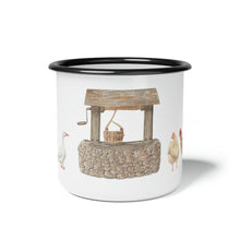 Load image into Gallery viewer, Enamel Camp Cup, Farmhouse Camper Style Mug, Chickens Mug, Great Camping Mug, Farmhouse Coffee Mug, Camping Mug
