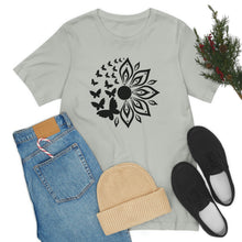 Load image into Gallery viewer, Sunflower Short Sleeve Tee, Butterfly Sunflower tshirt, Garden Shirt, Abstract Floral Shirt, Floral, Garden Tee, Sunflower Shirt, Sunflower tee
