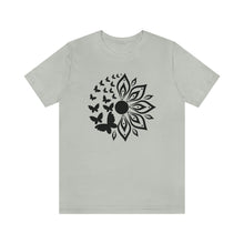 Load image into Gallery viewer, Sunflower Short Sleeve Tee, Butterfly Sunflower tshirt, Garden Shirt, Abstract Floral Shirt, Floral, Garden Tee, Sunflower Shirt, Sunflower tee
