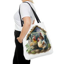 Load image into Gallery viewer, Chicken Tote Bag, Watercolor Chicken Tote Bag, Chicken Lover Tote Bag, Chicken Grocery Bag
