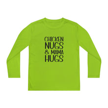 Load image into Gallery viewer, Youth Long Sleeve Tee, Chicken Nugs &amp; Mama Hugs, Cute Kids Shirt, Gift for Kids, Funny Kids Shirt, Chicken Nuggets Shirt

