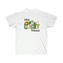 Load image into Gallery viewer, One Lucky Mama Cotton Tee, St Patricks Day Shirt, St. Pattys Day Shirt, St Paddy's Day Shirt, One Lucky Mom Tshirt
