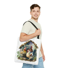 Load image into Gallery viewer, Chicken Tote Bag, Watercolor Chicken Tote Bag, Chicken Lover Tote Bag, Chicken Grocery Bag
